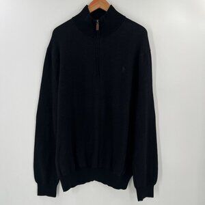 Polo Ralph Lauren Men XXL Black Gray 100% Pima Cotton Half-Zip Sweater